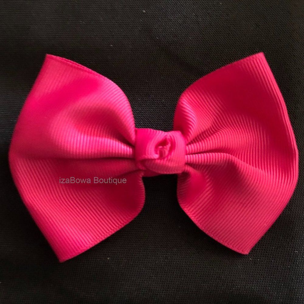 Shocking Pink 4" Bow tie Bow    (2)  4B2285  Handmade NWT Boutique